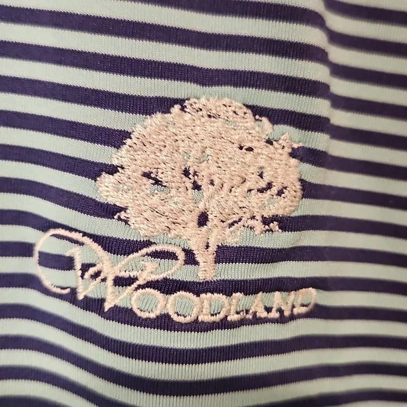 Peter Millar Blue Striped Woodland Golf Men's Shirt Sz. L - Picture 2 of 5